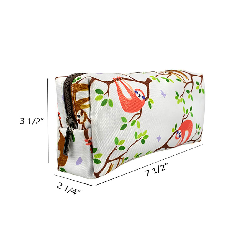 LParkin Cute Sloth Large Capacity Canvas Pencil Case Pen Bag Pouch Gadget Stationary Case Makeup Cosmetic Bag Kawaii Box