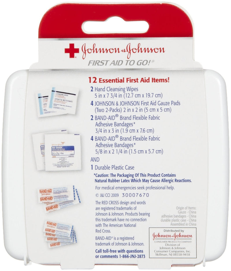 Johnson & Johnson First First Aid Kit Travel Size (Pack of 3 -- First Aid Kit for Car, Office, Purse) 48 Piece Set