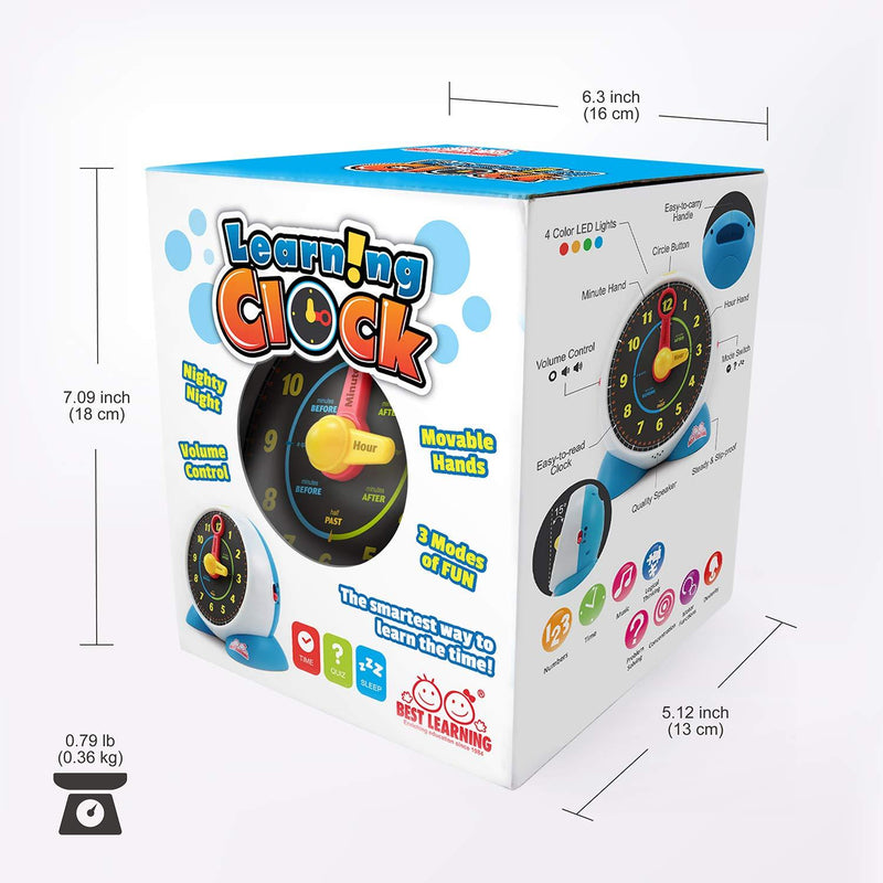 BEST LEARNING Learning Clock - Educational Talking Learn to Tell Time Light-Up Toy with Quiz and Sleep Mode Lullaby Music for Toddlers & Kids Ages 3 to 6 Years Old