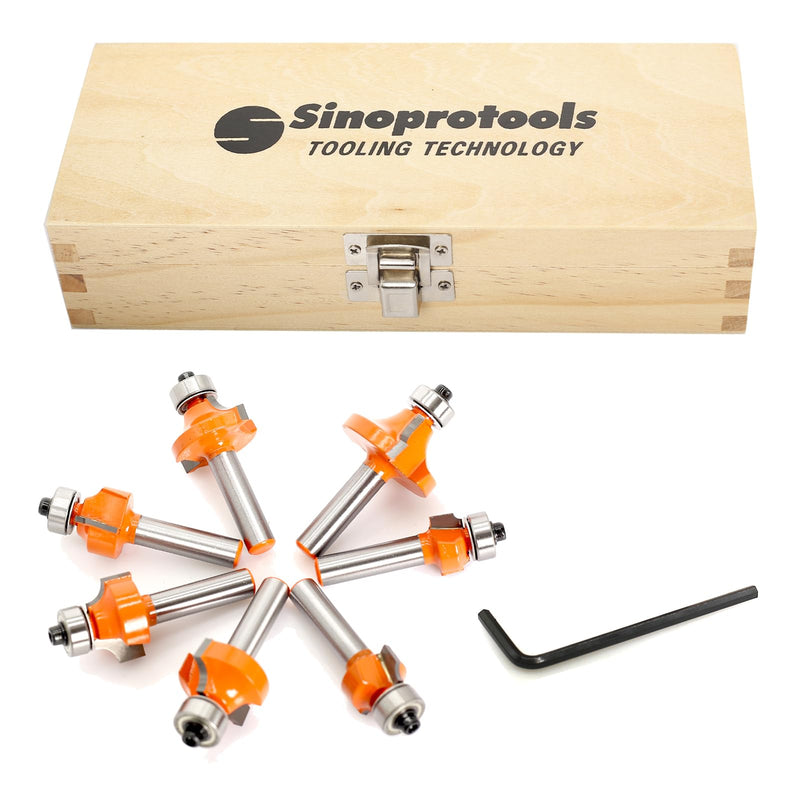 Sinoprotools 7 piece rounding cutter and quarter bar cutter set, 8mm shank round cutter & radius cutter, rounding cutter router with ball bearing, edge cutter/milling table radius 2-3-4-5-6-8-10 (set of 7) 7-piece rounding cutter shaft 8mm