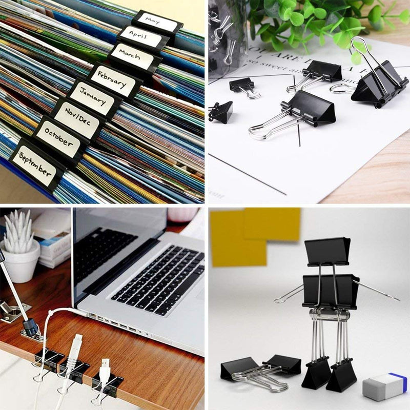 130 Pcs Assorted Sizes Binder Clips, Big Paper Clamps Metal Fold Back Clips for Office, School and Home Supplies, Black