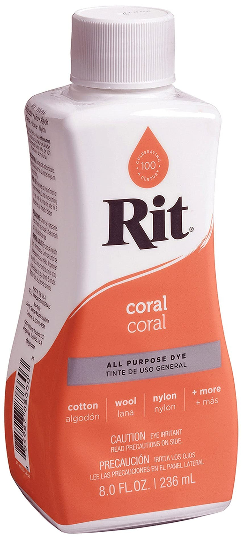 Rit All- Purpose Liquid Fabric Dye, 8 oz, Coral, 8 Fl Oz