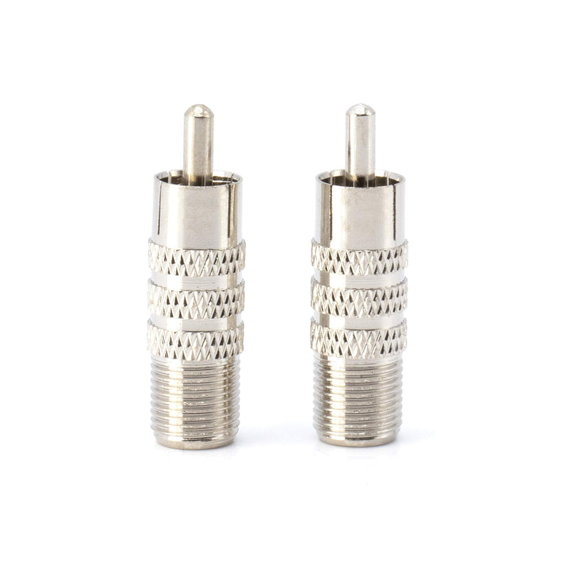 RF (F81) and RCA Coaxial Adapter - RCA Male to Female F81 (F-Pin) Connector, Adapter, Coupler, and Converter - for RG11, RG6, RG59, RG58, SDI, HD SDI, CCTV - 4 Pack Silver RCA Male