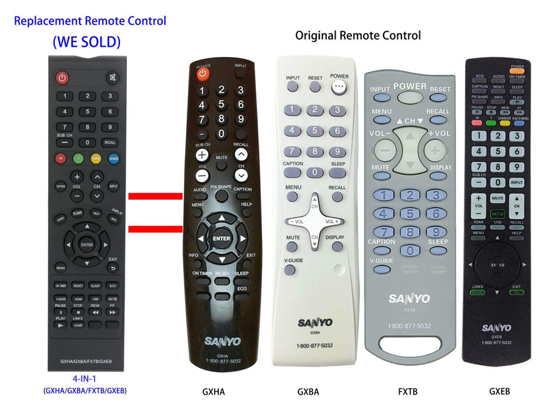 New GXHA GXBA FXTB GXEB Replaced Remote Control fit for Sanyo LCD LED HDTV GXCC DP50843 DP58D33 DP55D33 FVD5833 AVM2445 DS24425 DS2722 DS27225 DS27425 DS32225 AVM-2751S CLT1554 CLT2054 DS19310 DS13330