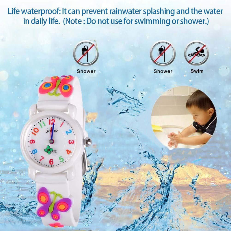 Kids Gift Cartoon Waterproof Watches Toys for Boys Girls - Best Gifts Butterfly White