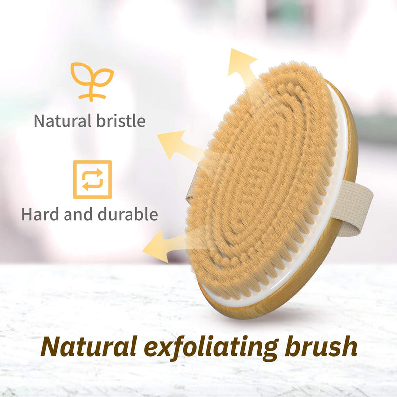 Metene Dry Brush, 2 Pack Dry Brushing Body Brush with Soft and Stiff Natural Bristles, Body Exfoliating Scrub Brush for Cellulite and Lymphatic, Improve Your Circulation, Dry Body Brush for Massage