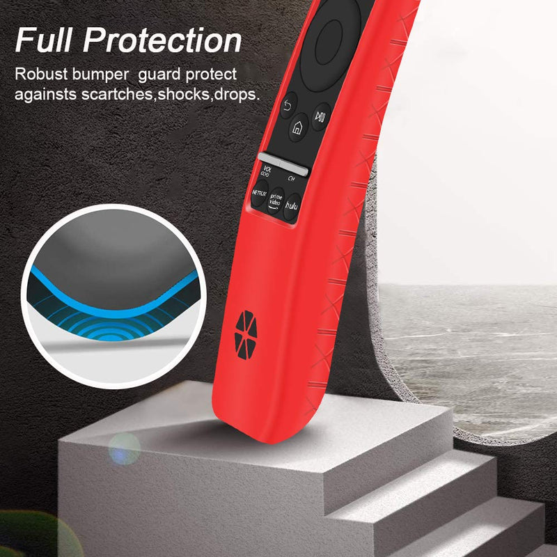 Protective Case Covers for Samsung Class Crystal 4K UHD HDR Smart TV Remote Controller of BN59 Series,[Thicken Layer] Shockproof Samsung Remote Battery Back Cover Skin Holder Sleeve Protector-Red Red