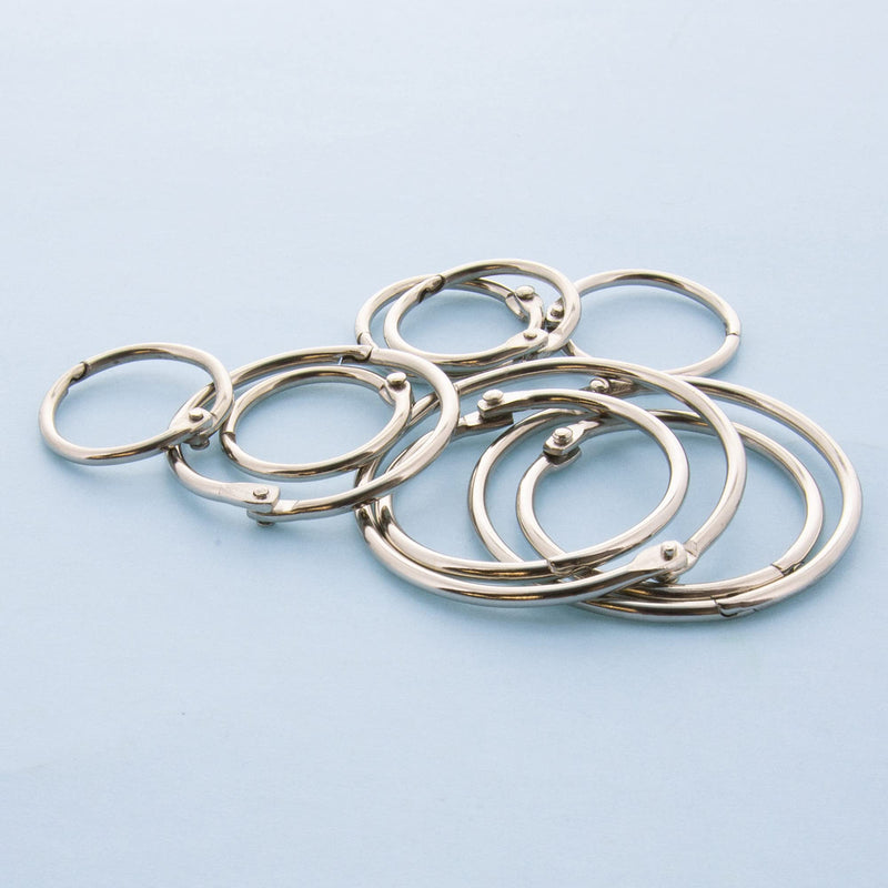 BAZIC Loose Leaf Binder Ring, Assorted Sizes (3/4", 1 1/4", 2"), Book Rings Binder Rings, Nickel Plated Steel Metal Ring (10/Pack), 1-Pack Assorted Bright Nickel Plated (10-count)