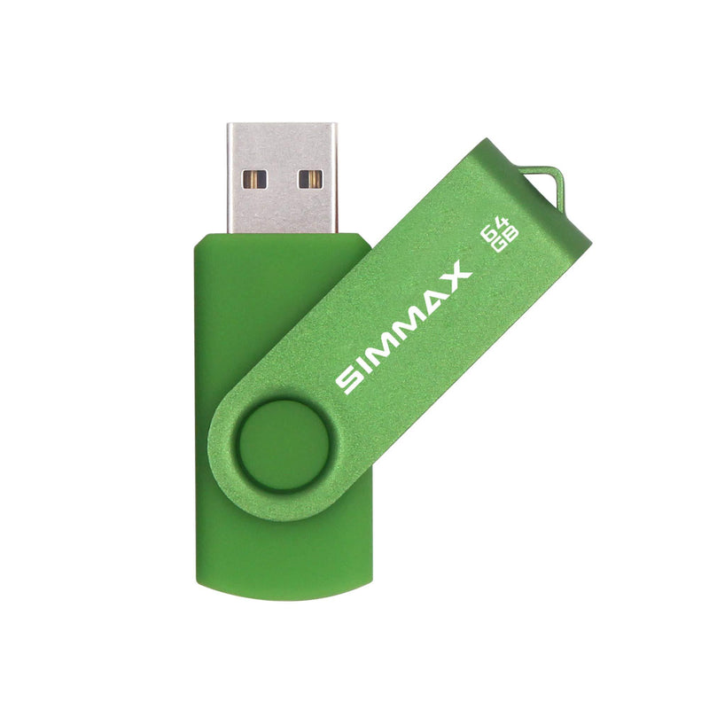 SIMMAX 3 Pack 64GB Memory Stick USB 2.0 Flash Drives Swivel Thumb Drive Pen Drive (64GB Pink Blue Green) 3Pack 64GB Swivel-Pink Blue Green
