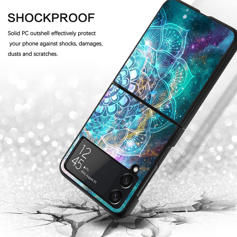 BENTOBEN Galaxy Z Flip 3 5G Case, Z Flip 3 5G Case, Slim Fit Glow in The Dark Shockproof Hard PC Bumper Protective Anti Scratch Non-Slip Case Cover for Samsung Galaxy Z Flip 3 5G, Mandala in Galaxy C571-Mandala in Galaxy