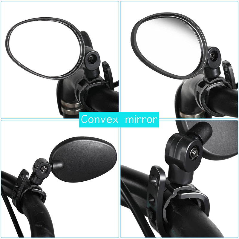 2 Pieces Bike Mirror 360 Degree Adjustable Rotatable Handlebar Mirror Wide Angle Bicycle Mirror Cycling Rear View Mirror Shockproof Acrylic Convex Mirror Safe Rearview Mirror for Mountain Road Bike 2