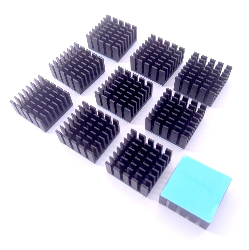 Easycargo 10pcs 20mm Heatsink Kit 20x20x10mm + 3M 8810 Thermal Conductive Adhesive Tape, Cooler Heat Sink for Cooling GPU IC Chips VRAM VGA RAM (20mmx20mmx10mm)