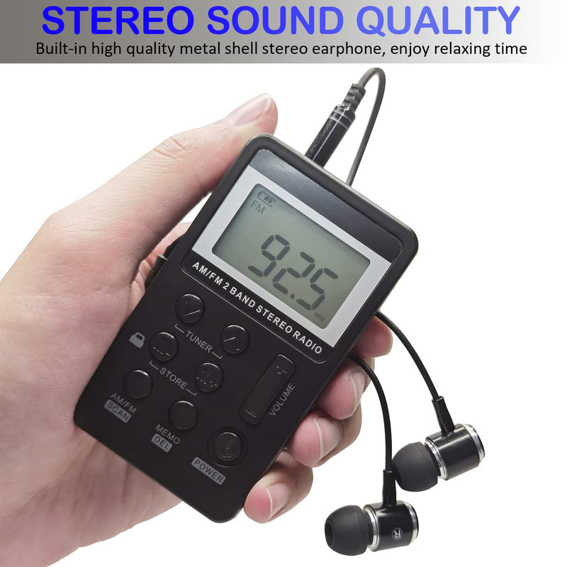 SWDSTP AM/FM Personal Portable Radio, Pocket Radio with Digital Tuning LCD Display, Rechargeable Walkman Radio with Sterio Earphone, Small Radio with Removable Back Clip for Walking, Jogging