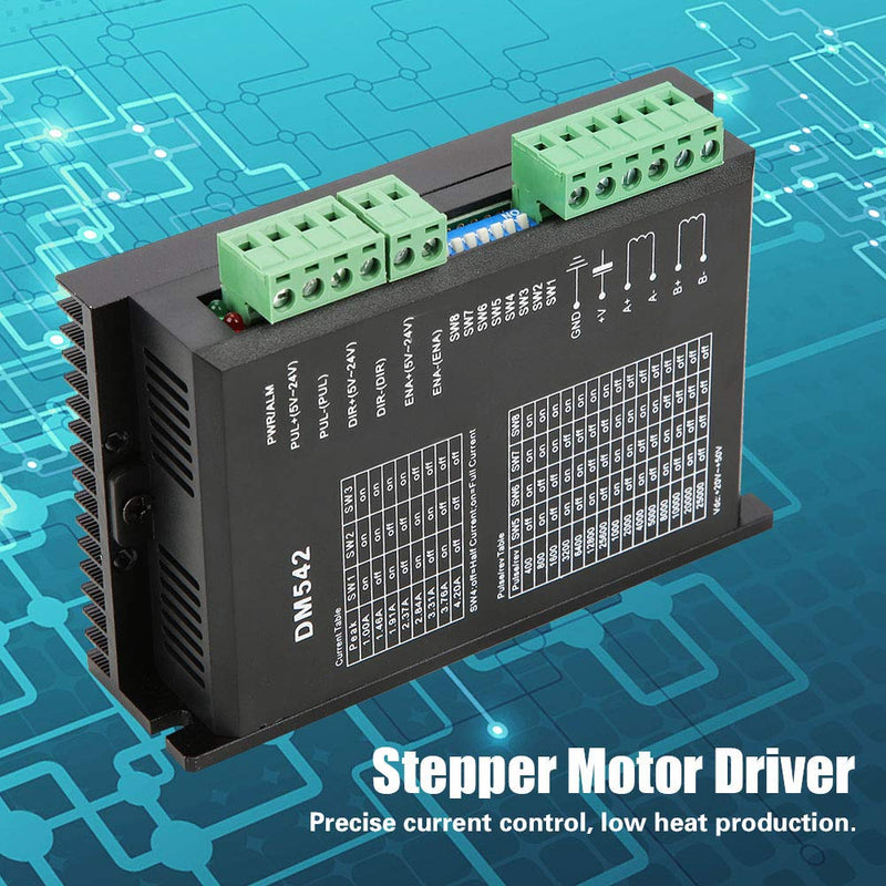 Stepper Driver, Dm542 2 Phase Stepper Motor Driver Dc 18-48v 57/86 Stepper Motor Driver Peak 4.2a