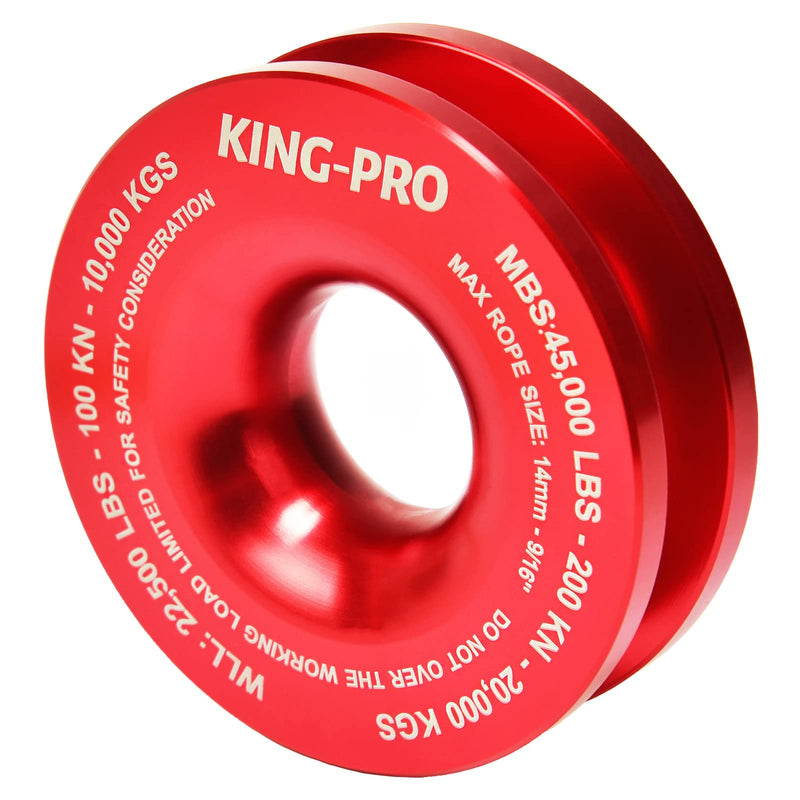 KING-PRO Snatch Recovery Ring, 45000 lbs Winch Snatch Block Pulley Towing Ring, for ATV UTV SUV Truck Off-Road Vehicle Towing Soft Shackle Recovery（Red） RED