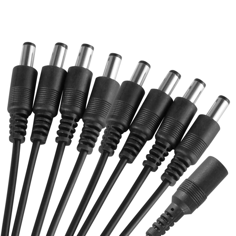 ZOSI DC 1 Female to 8 Male Output Power Splitter Cable Y Adapter For CCTV Accessories Black 1T8