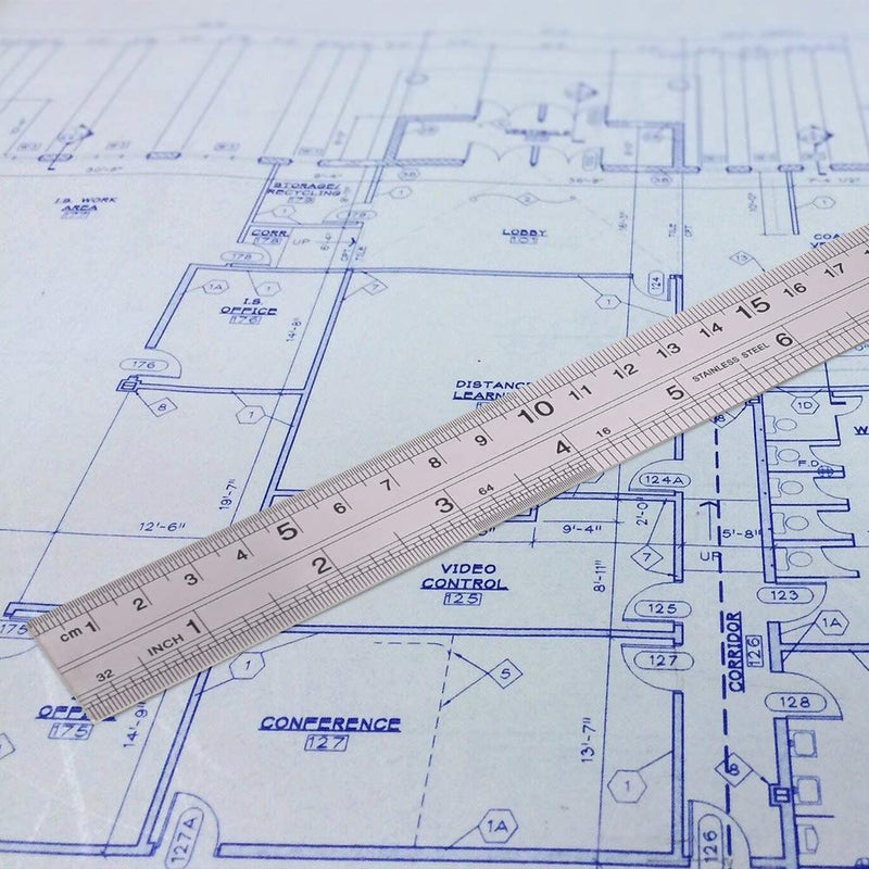SUI-lim 3 pieces stainless steel ruler, precision double side scale edge steel ruler, metal ruler for engineering, teaching and office 15cm/20cm/30cm