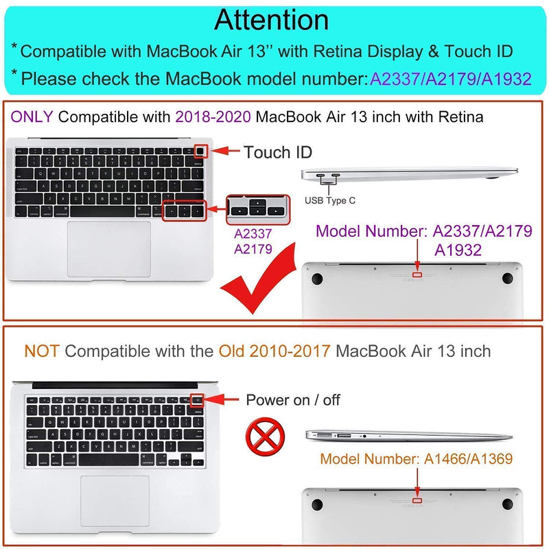 MOSISO Compatible with MacBook Air 13 inch Case 2018-2020 Rlease A2337 M1 A2179 A1932, Plastic Hard Shell Case&Vertical Sleeve Bag with Pocket&Keyboard Cover, Light Purple