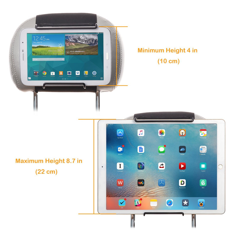 WANPOOL Universal Car Headrest Mount Holder with Angle-Adjustable Clamp - for Use with iPads, Samsung Tablets and More