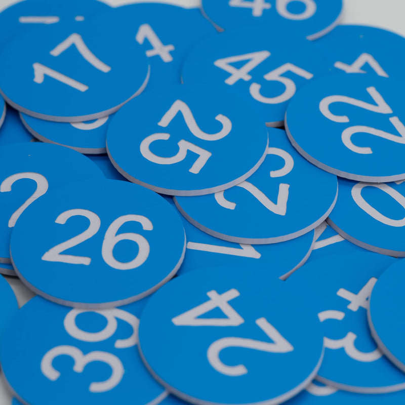 StayMax Plastic Number Tags Engraved Numbered Tags Without Hole (1-100, Lightblue) 1-100