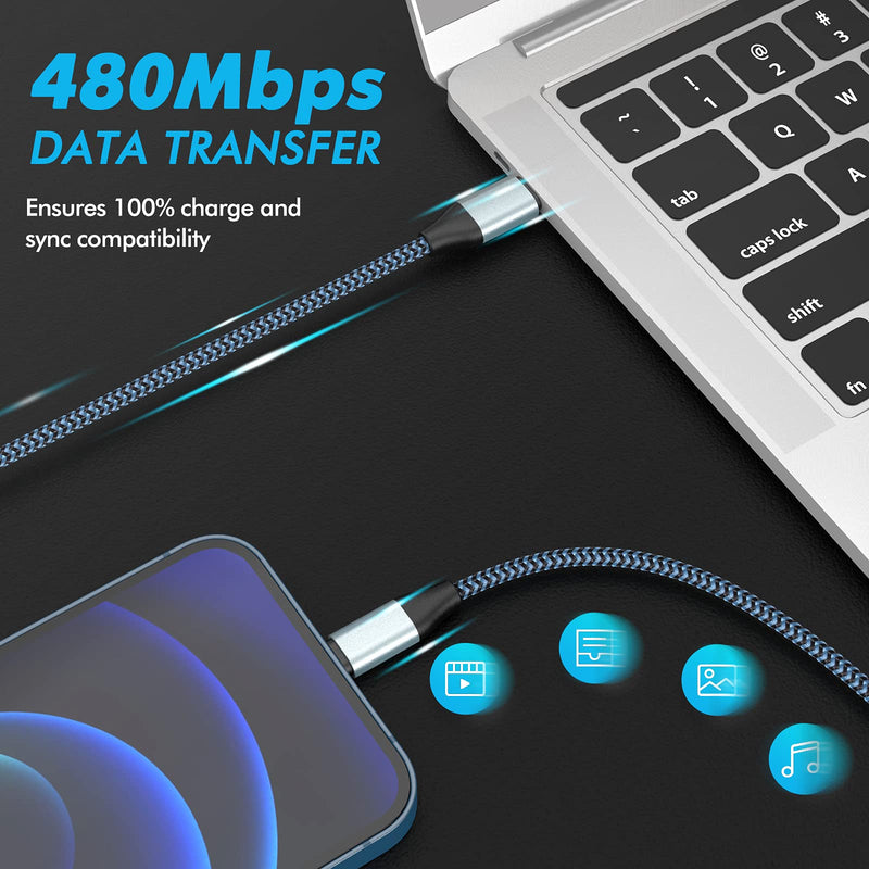 USB C to Lightning Cable, 2 Pack 10FT Nylon Braided S-03BK MFi Certified iPhone Charger Compatible iPhone 13 12 Pro 11 Max XS XR 8 Plus, Supports Power Delivery Gray