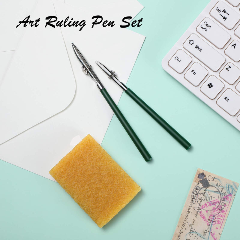 6 Pieces Art Ruling Pen 3 Sizes Masking Fluid Pen and 50 x 35 x 5 mm Glue Residue Eraser, Ruling Ink Pen Set for Drawing Mounting Art Artists