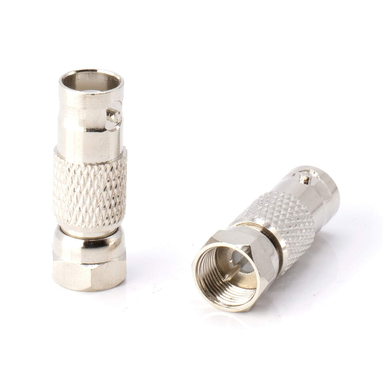 RF (F81) and BNC Coaxial Adapter - BNC Female to Male F81 (F-Pin) Connector, Adapter, Coupler, and Converter - for RG11, RG6, RG59, RG58, SDI, HD SDI, CCTV - 4 Pack Silver BNC Female