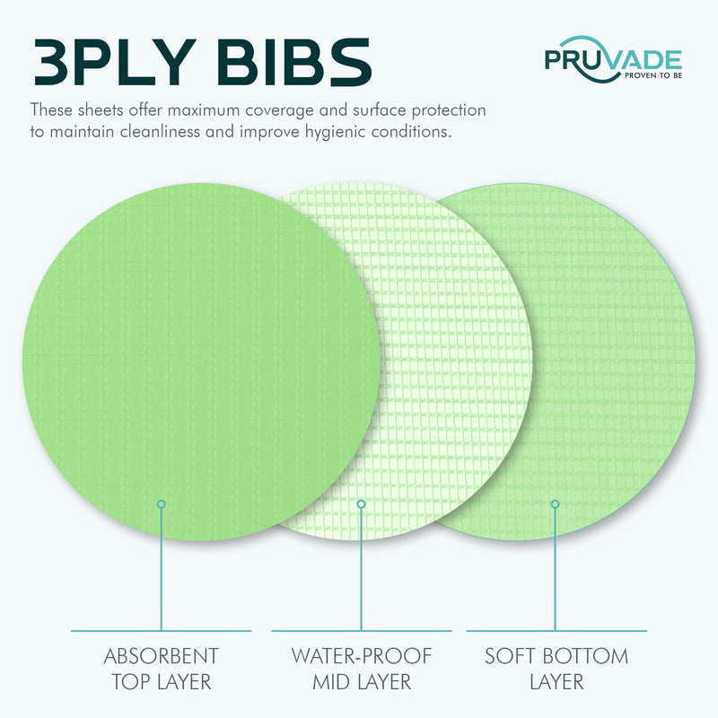 Pruvade Dental Bibs - 50pk Adult Disposable Bibs for Dentist, Eating, Tattooing - 13" x 18" 3-Ply Waterproof Medical Sheets for Piercing, Tattoo Table Station, Nail Techs, Patient Hygiene- Lavender 50