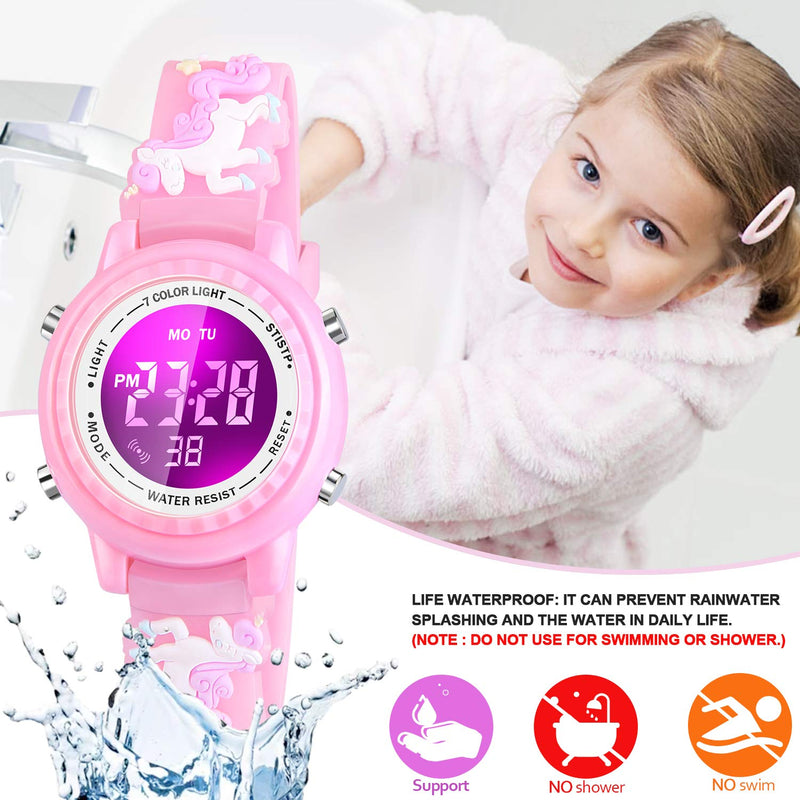 Viposoon Gift for Kids Age 3 4 5 6 7 8 9, Watches for 4-10 Year Old Kids Outdoor Toys for Boys Girls - Best Gifts Unicorn Pink