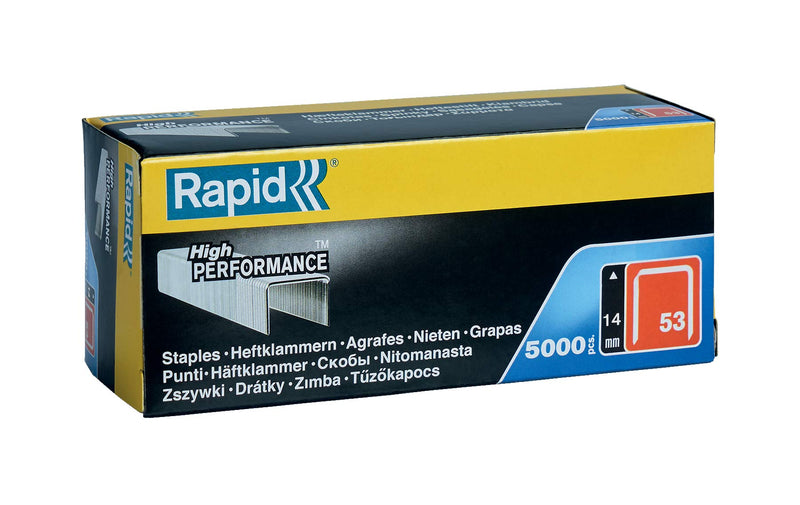 Rapid 11860410 Staples type 53 14mm (5000 Piece) 53/14B 14mm Galvanised Staples Pack of 5000 Boxed