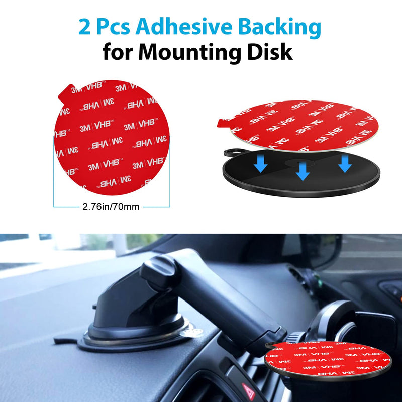 Very Strong Sticky Adhesive, 2.76in/70mm VOLPORT Dashboard Pad Mounting Disk Adhesive Replacement Kit, Double Sided Stickers for Suction Cup Dashboard Phone Holder & Windshield Car Mount 2 Pack