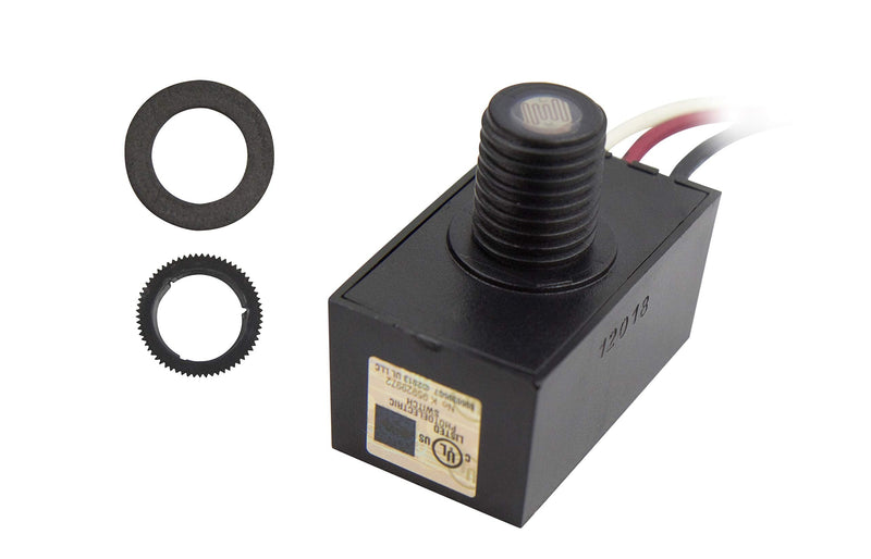 Solus SPC-688 120V Automatic Dusk to Dawn Photocell Photo Control Light Sensor Switch for Hardwire Outdoor Lamp Posts, Works with Most Fixtures and Bulbs, Black Button Photocell Pack of 1