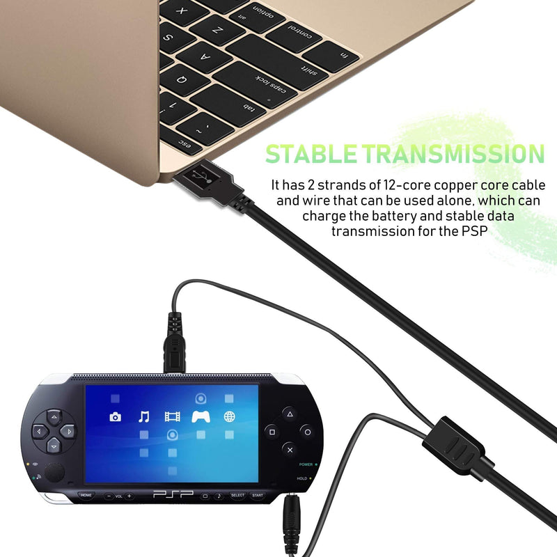 2 Pack PSP Charger Cable, Portable USB PSP Power Cord & Data Cable for Sony PSP 1000 2000 3000, Charging Cord 2-in-1
