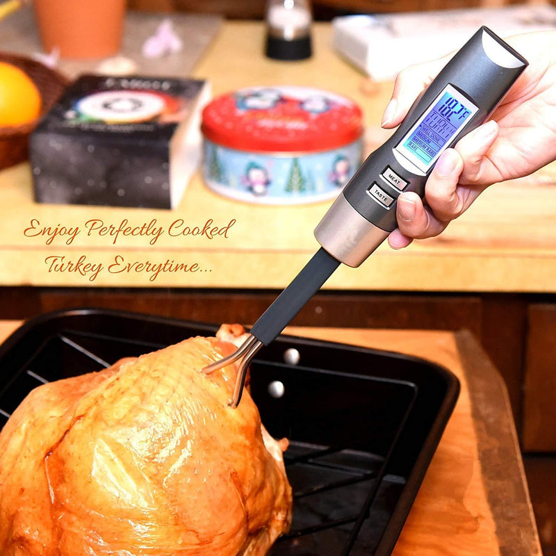 Meat Thermometer Fork BBQ Fork with Thermometer Digital BBQ Fork Thermometer Digital Cooking Fork Instant Read Fork for Kitchen, Grilling, Smoker, Barbecue, Turkey