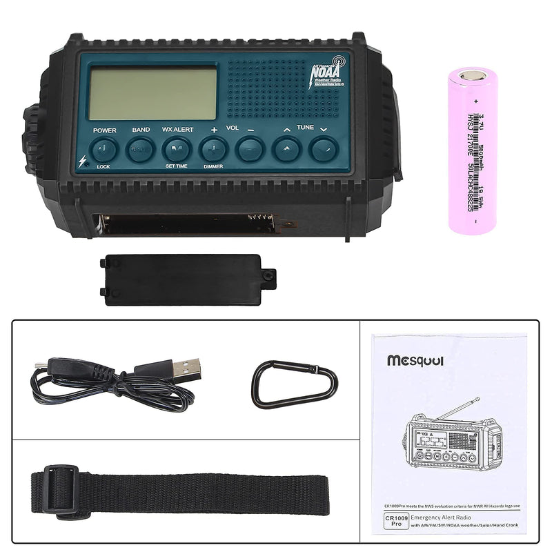 Mesqool NOAA Weather Alert Radio & Camping Lantern, AM/FM/Shortwave Radio, Solar/Hand Crank/Battery Powered, Flashlight&Reading Lamp, USB Charger, Power Bank