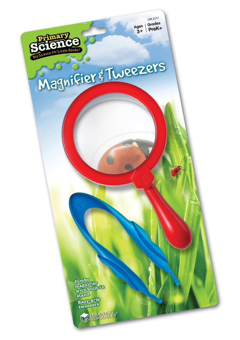 Learning Resources Magnifier & Tweezers, Fine Motor Toy, Easy Grip, Assorted Colors, Kids Magnifier, Kids Tweezers, Ages 3+