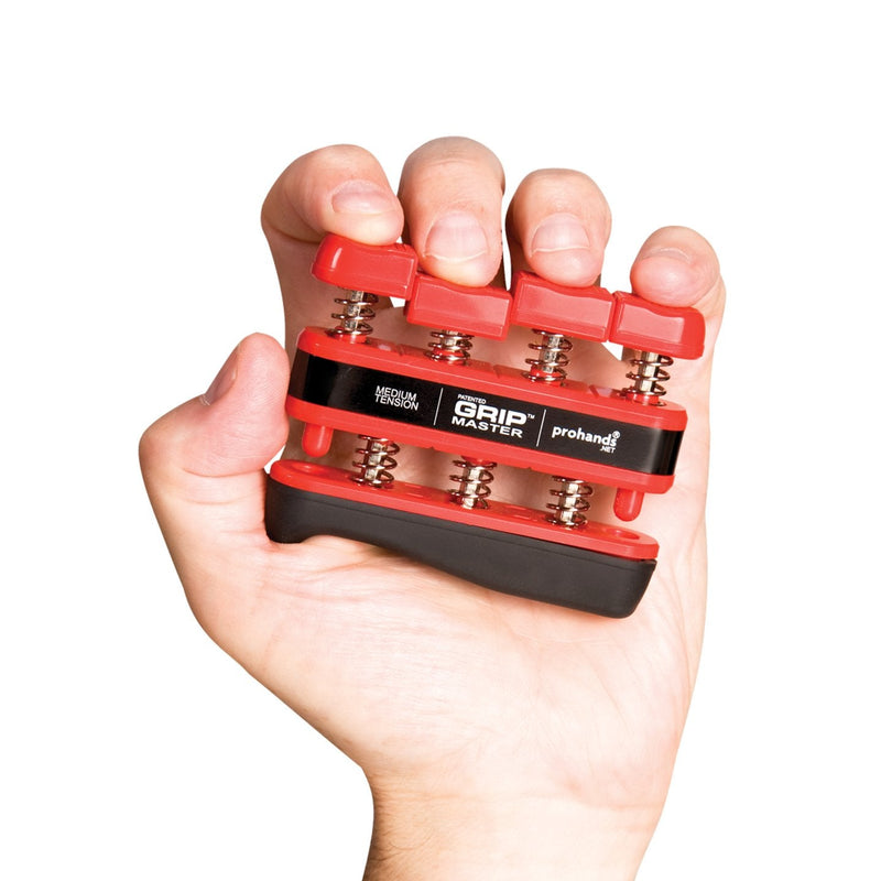 PROHANDS Gripmaster Hand Exerciser, Finger Exerciser (Hand Grip Strengthener), Spring-Loaded, Finger-Piston System, Isolate & Exercise Each Finger 7 lb (Medium Tension) Red - Gripmaster