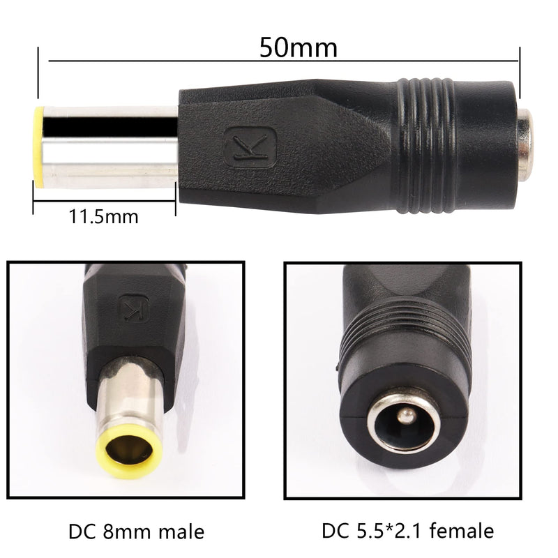 PNGKNYOCN DC Power Plug Adapter,2Pcs DC 8mm Male to DC 5.5mm x 2.1mm Female and 2Pcs DC 5.5mm x 2.1mm Male to DC 8mm Female Connectors（4-Pack）
