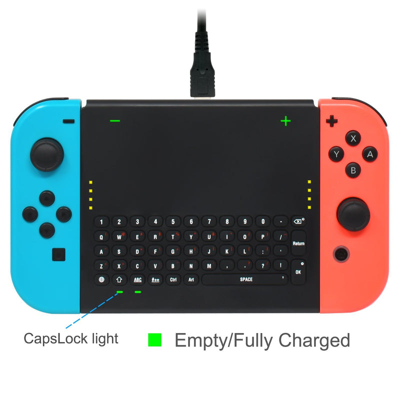 Wireless Keyboard Compatible for Nintendo Switch, Wireless Gamepad Chatpad Message Keyboard for Switch, 2.4G USB Rechargable Handheld Remote Control Keyboard for Switch with a 2.4G Receiver