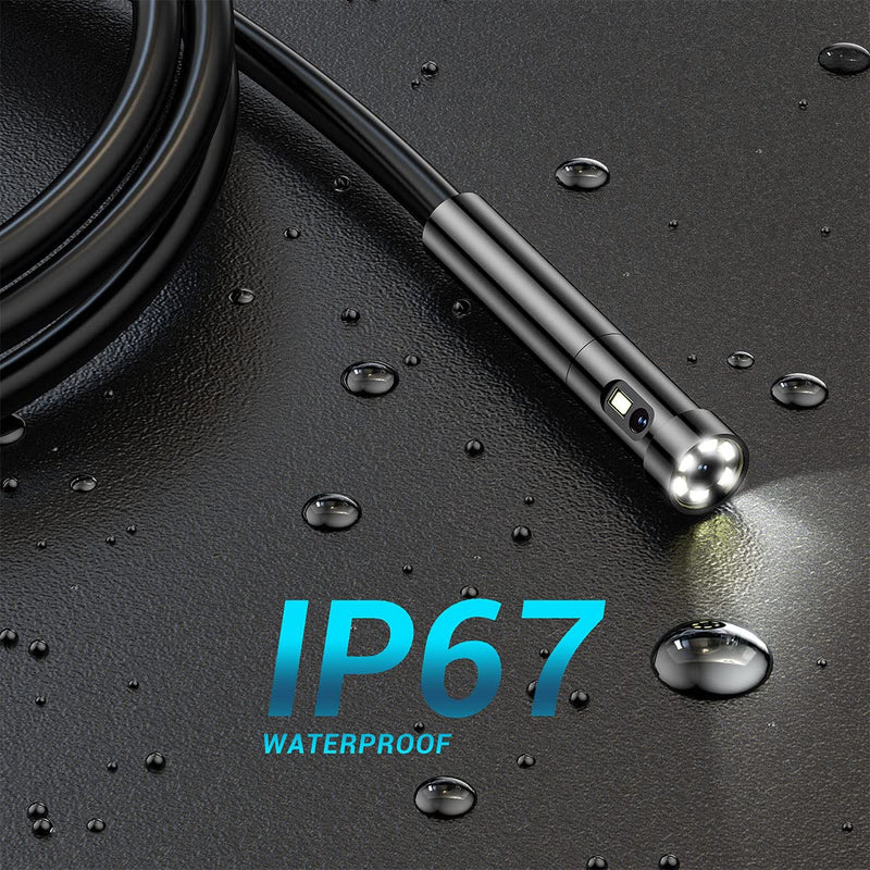 0.19inch Dual Lens Wireless Endoscope NIDAGE 5.0mm Automotive Snake Camera for Android iPhone Smartphone Tablet Waterproof WiFi Borescope Industiral Inspection Camera with 7 LEDs for Sewer Pipe 11.5FT