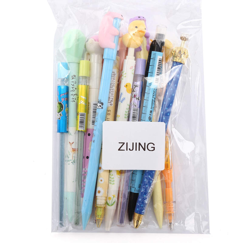 15pcs Cartoon School Kids Kawaii Korean Mechanical Pencil with Lead Refill Jelly Eraser set Mechanical Pencil set-0.5mm