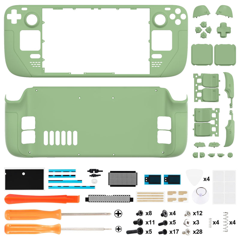 eXtremeRate Matcha Green Custom Faceplate Back Plate Shell for Steam Deck, Handheld Console Replacement Housing Case, DIY Full Set Shell with Buttons for Steam Deck Console - Console NOT Included