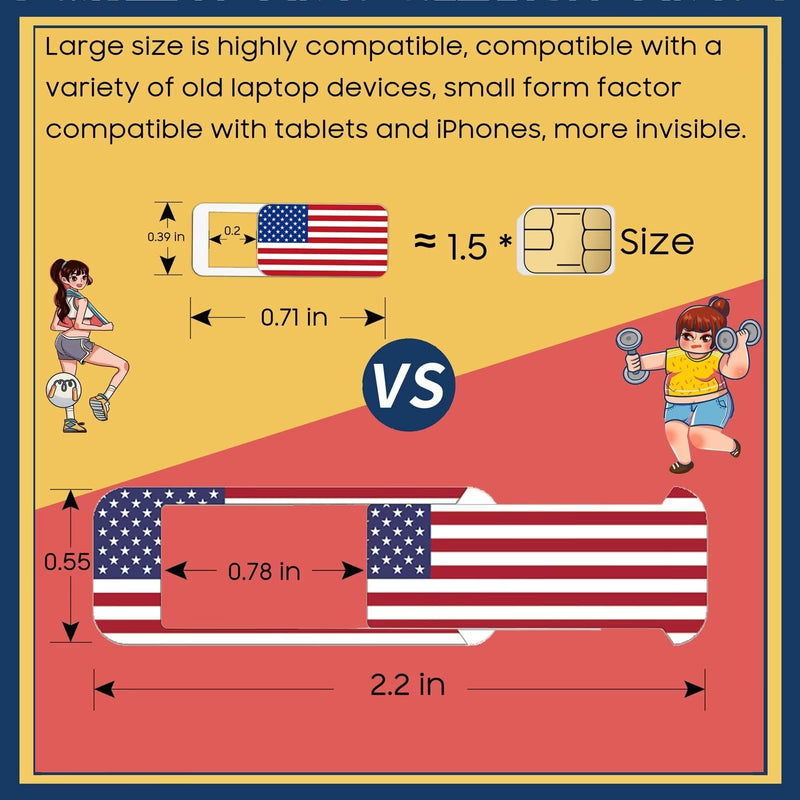 JUNGLE DEER Laptop Camera Cover Slide, Webcam Cover Slide, Ultra-Thin, Nation Flag Pattern Design, 6 Pack Ultra-small size - Flag -6 Packs