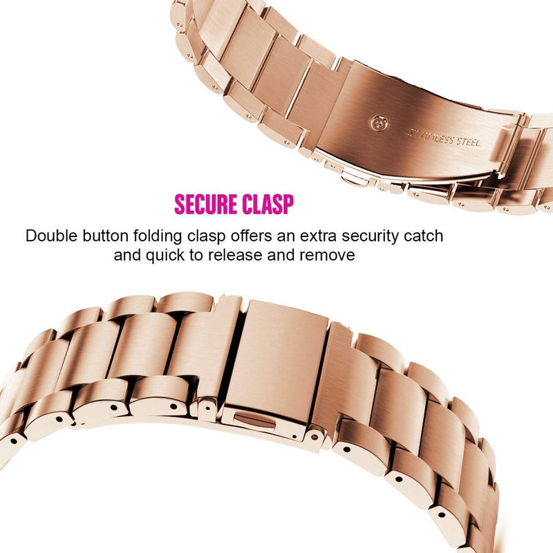 Compatible for Garmin Vivoactive 4S 40mm / Venu 2s Bands, ViCRiOR Solid Stainless Steel Watchband+ Mesh Strap Bracelet Replacement Band Strap for Garmin Vivomove 3S , Rose Gold