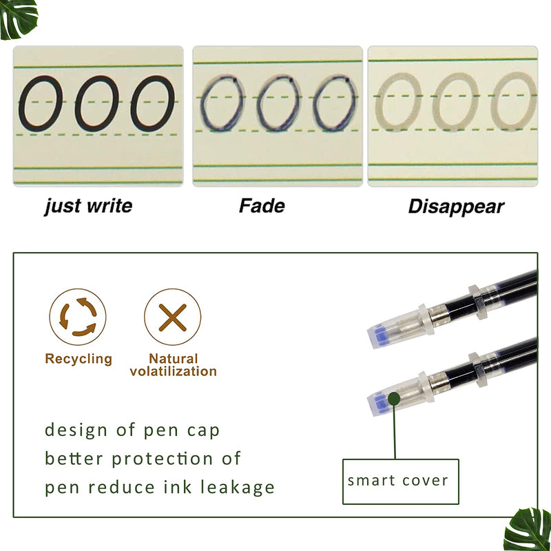 Magic Pens for Kids-Special Disappearing Refill for Reusable Magic Copybook,with Writing Training Aid Pencil Grip,Invisible Ink Can Make Calligraphy Workbook Reusable(4 Pens,20 Refills,6 Pencil Grips) Special Faded Pens & Refills-2