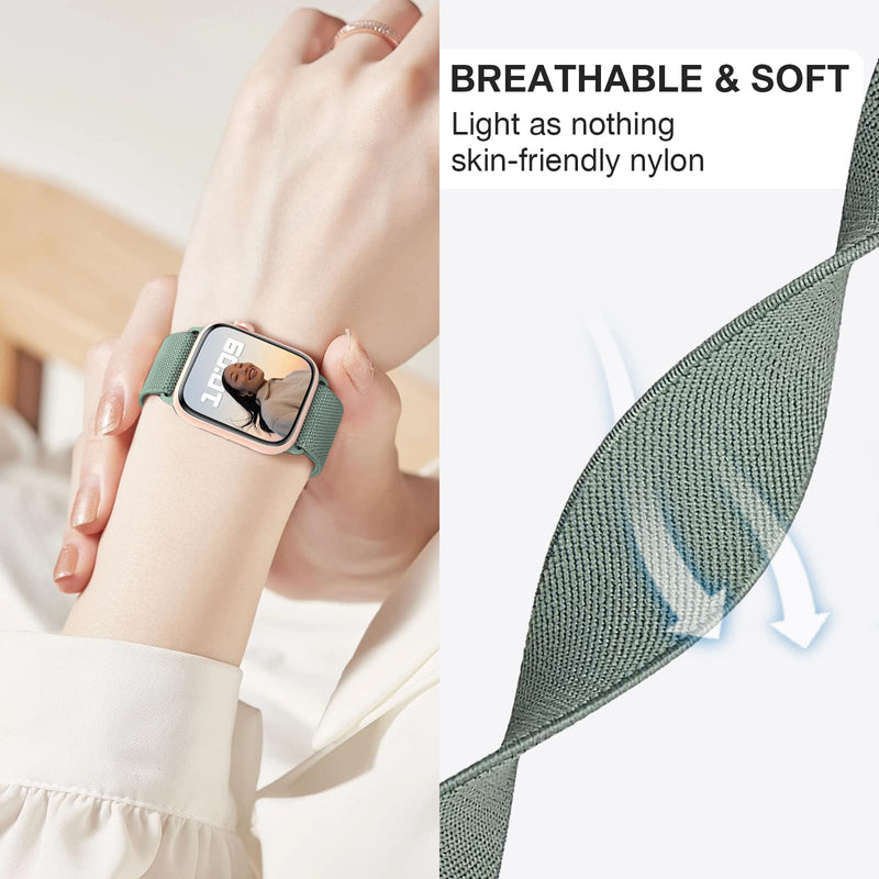 BELONGME 6 Packs Stretchy Nylon Solo Loop for Apple Watch Band Series Ultra SE 8 7 6 5 4 3 2 1 40mm 38mm 44mm 42mm 45mm 41mm 49mm, Women and Men Sport Apple Watch Bands Replacement for iWatch Bands A--Black/Rose Pink/Cactus/Starlight/Leopard/Green Arrow