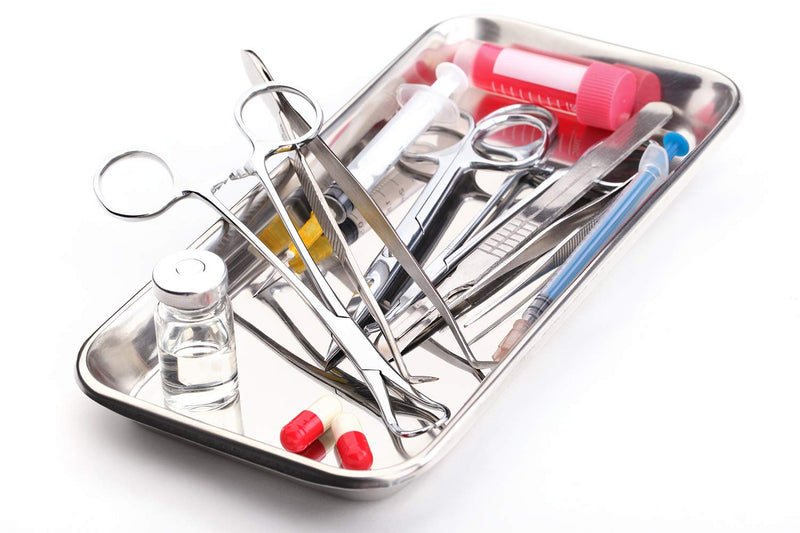 3 Pack Professional Medical Surgical Stainless Steel Dental Procedure Tray Thickening Lab Instrument Tools Trays -Flat Type (8.6" * 4.3" * 0.8", 3) 8.6" * 4.3" * 0.8"