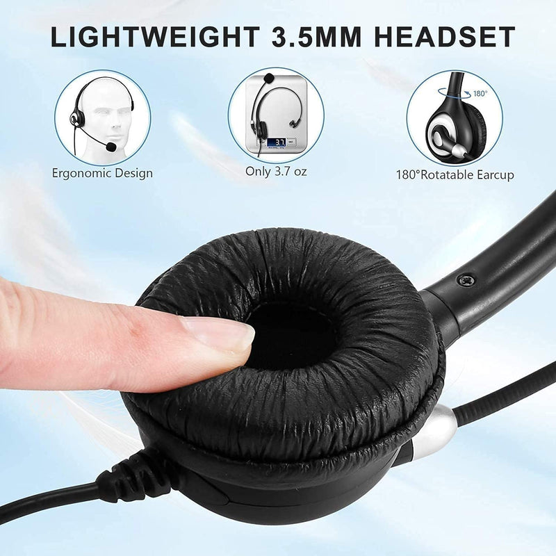Arama Cell Phone Headset with Microphone Noise Cancelling & Call Controls 3.5mm Computer Headphone for iPhone, Android, Laptop, PC, Call Center Office, Business Skype Softphone Mono-A600