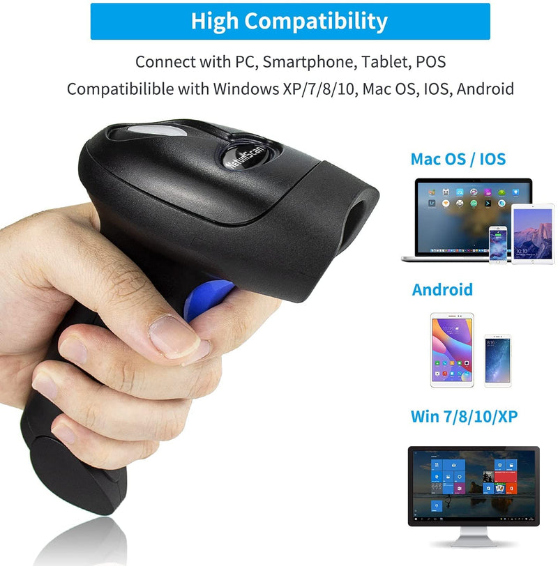 NetumScan Bluetooth Barcode Scanner with Stand, 3-in-1 Handheld Automatic 1D Barcode Reader CCD Bar Code Scanner for Computer, Tablet, iPhone, iPad, Android Bluetooth 1D Scanner