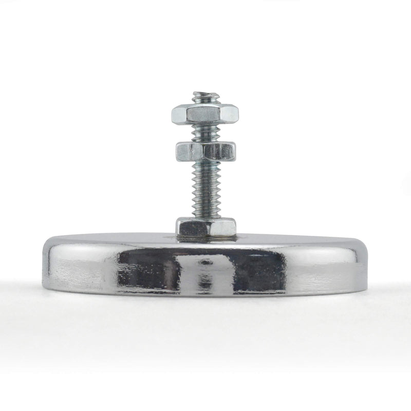 Master Magnetics Round Base Magnet - Magnetic Fastener/Magnets with Holes, 2.04â€ Diameter, 1.25â€ Total Height, Holds 35 Pounds (Box of 5) RB50B3NX5 Low Carbon Steel